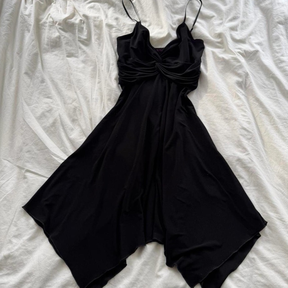 Black y2k butterfly hem dress